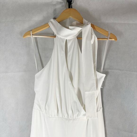 Alexia Admor Sienna Halter Neck Wide Leg Jumpsuit In White Size 6 Stretch - Picture 4 of 11